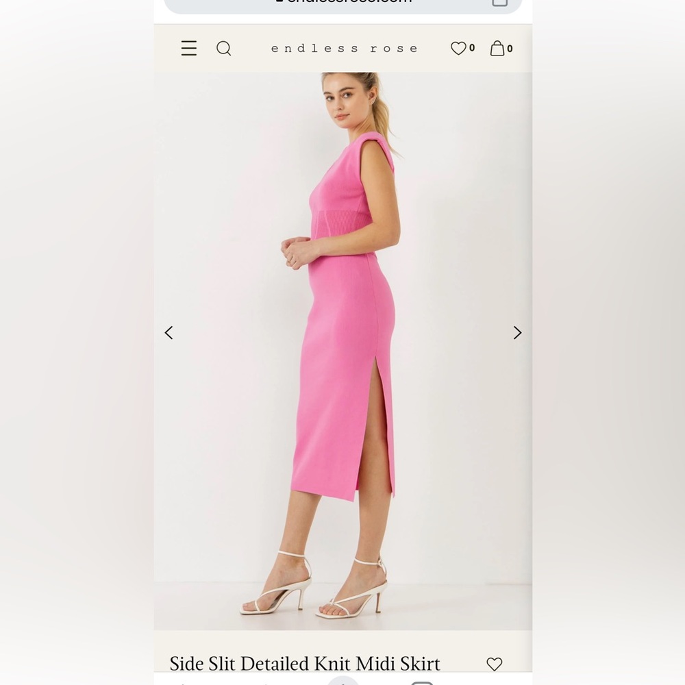 Vici Collection Pink Shoulder Pad Top Slit Skirt Set XL